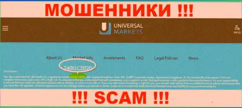 Universal Markets мошенники сети !!! Их регистрационный номер: 240LLC2020