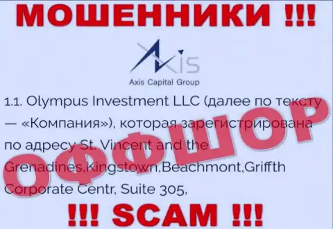 Адрес мошенников AxisCapitalGroup в оффшорной зоне - Садовническая улица, 14, г. Москва, 115035, представленная информация указана у них на сайте