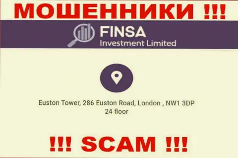 Избегайте совместной работы с компанией FinsaInvestment Limited - данные воры предоставили ненастоящий адрес регистрации