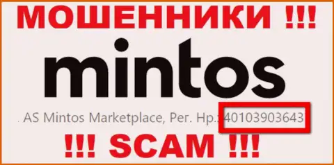 Регистрационный номер Mintos, который мошенники предоставили у себя на internet странице: 4010390364