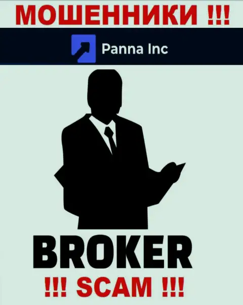 Брокер - именно в данном направлении оказывают услуги интернет мошенники Panna Inc