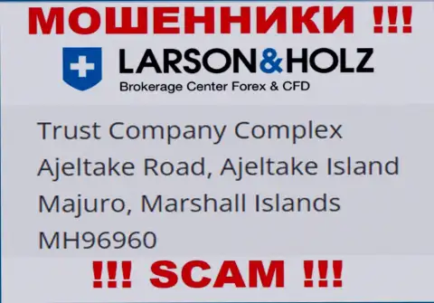 Офшорное местоположение Larson Holz Ltd - Trust Company Complex Ajeltake Road, Ajeltake Island Majuro, Marshall Islands МН96960, оттуда указанные мошенники и прокручивают манипуляции
