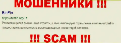BinFin Org - это АФЕРИСТЫ !!! SCAM !!!