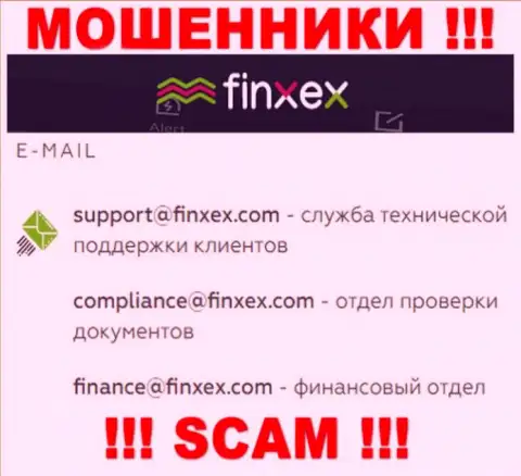В разделе контактной информации интернет мошенников Finxex, приведен вот этот адрес электронного ящика для обратной связи с ними