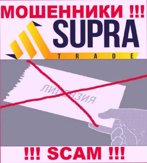 Компания Supra Trade - это ВОРЫ !!! У них на портале не представлено сведений о лицензии на осуществление деятельности