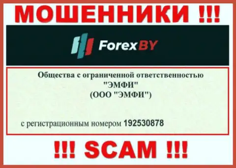 На информационном портале мошенников ForexBY размещен этот регистрационный номер указанной конторе: 192530878