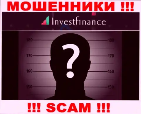 Перейдя на сайт мошенников InvestF1nance Com мы обнаружили полное отсутствие информации о их непосредственных руководителях