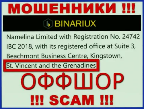 Binariux Net - это МОШЕННИКИ, которые официально зарегистрированы на территории - Saint Vincent and the Grenadines