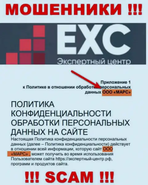 Вот кто руководит компанией Экспертный Центр России - это ООО МАРС