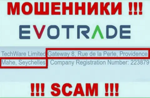 Из компании EvoTrade Com забрать денежные активы не выйдет - эти интернет-кидалы спрятались в офшорной зоне: Gateway 8, Rue de la Perle, Providence, Mahe, Seychelles