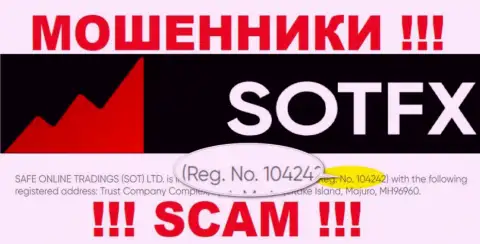 Как представлено на официальном онлайн-ресурсе мошенников SotFX: 10424 - это их рег. номер