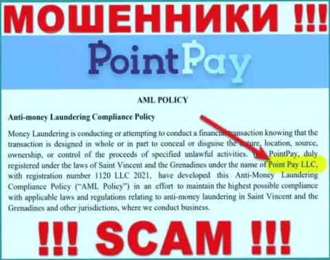 Компанией PointPay владеет Point Pay LLC - сведения с официального портала воров