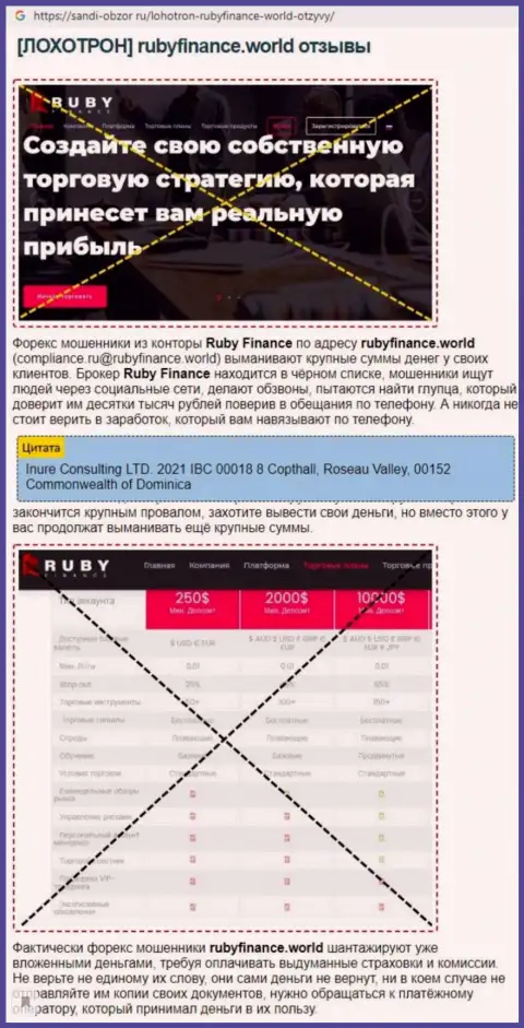 Обман в интернете ! Статья с обзором о незаконных действиях интернет-обманщиков RubyFinance World