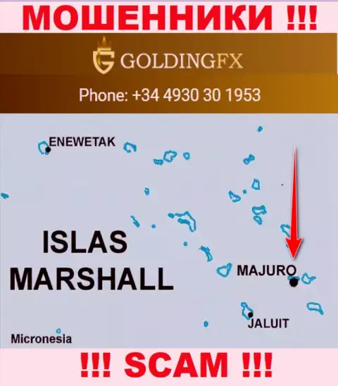 С internet махинатором Goldingfx InvestLIMITED довольно-таки рискованно совместно работать, ведь они базируются в офшоре: Majuro, Marshall Islands