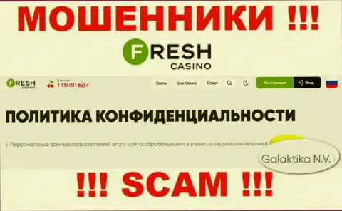 Юридическое лицо мошенников Fresh Casino - GALAKTIKA N.V