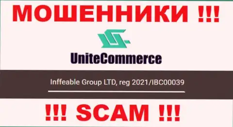 Inffeable Group LTD интернет-мошенников UniteCommerce World зарегистрировано под этим рег. номером - 2021/IBC00039