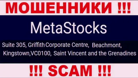 На официальном сайте MetaStocks Co Uk расположен адрес регистрации указанной конторы - Suite 305, Griffith Corporate Centre, Beachmont, Kingstown, VC0100, Saint Vincent and the Grenadines (оффшорная зона)