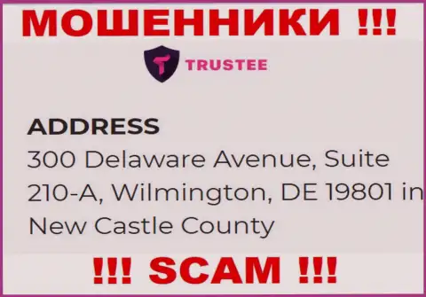 Компания Trustee Wallet находится в оффшорной зоне по адресу - 300 Delaware Avenue, Suite 210-A, Wilmington, DE 19801 in New Castle County, USA - стопроцентно интернет мошенники !!!