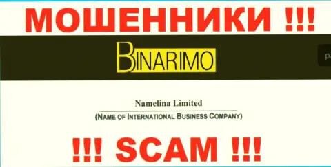Юр лицом Бинаримо Ком считается - Namelina Limited