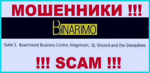 Binarimo - это internet мошенники !!! Засели в оффшорной зоне по адресу Suite 3, ​Beachmont Business Centre, Kingstown, St. Vincent and the Grenadines и отжимают финансовые средства клиентов