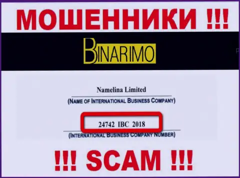Будьте очень внимательны !!! Binarimo Com накалывают !!! Регистрационный номер этой организации - 24742 IBC 2018