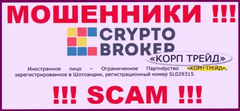 Сведения о юр лице мошенников Crypto Broker