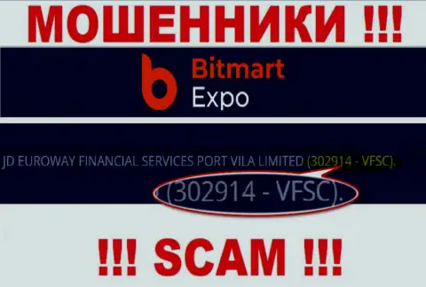 302914 - VFSC это номер регистрации Bitmart Expo, который указан на официальном сайте конторы