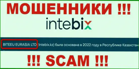 Свое юридическое лицо компания IntebixKz не скрывает - BITEEU EURASIA Ltd