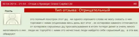 Мошенничество в Grand Capital Group с котировками валют